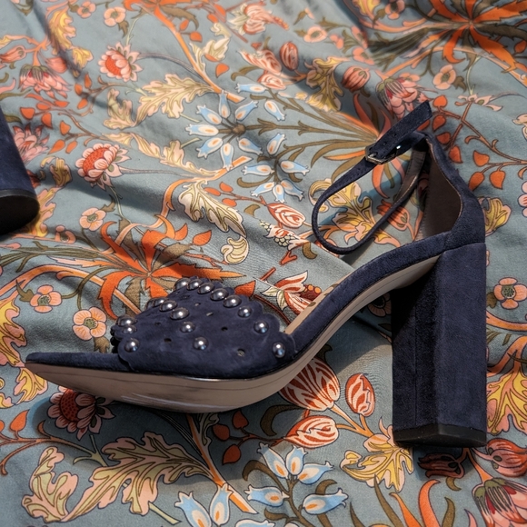 Sam Edelman Blue Suede Studded Heels - Picture 4 of 7